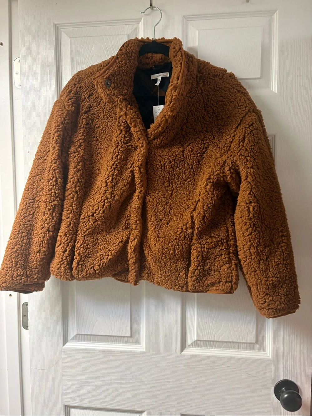 Maurices Plush Teddy Coat in Rust